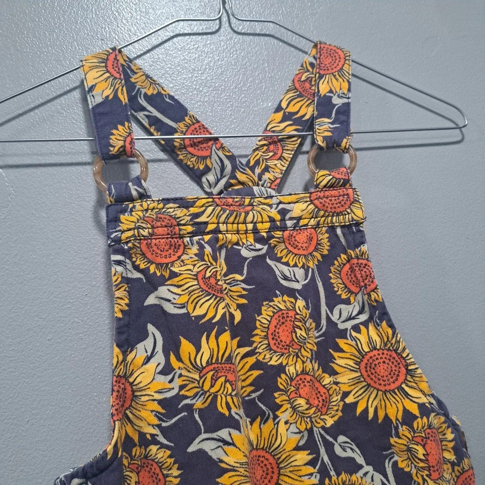 Cynthia Rowley Kids Sunflower‎ Pinafore Jumper Dress Navy Blue Floral Size 7